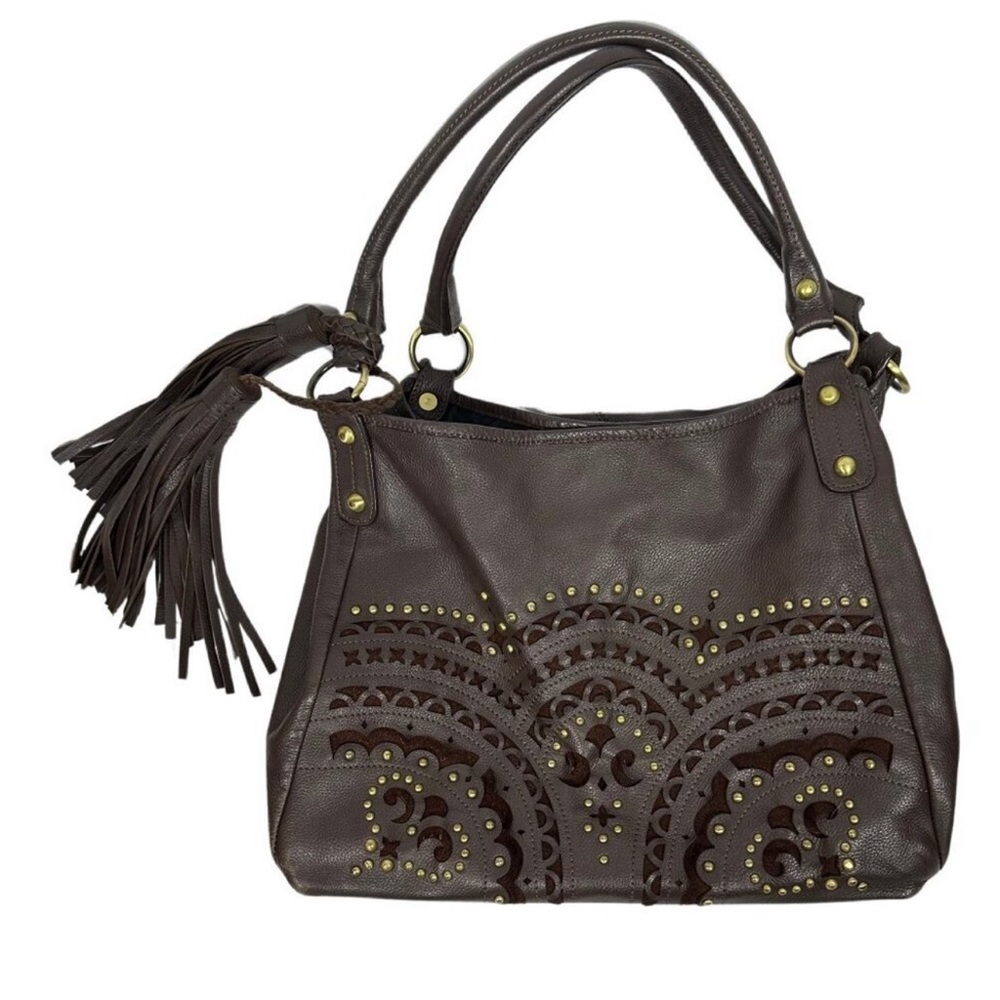 Isabella Fiore Sabrina Brown Leather Studded Bag